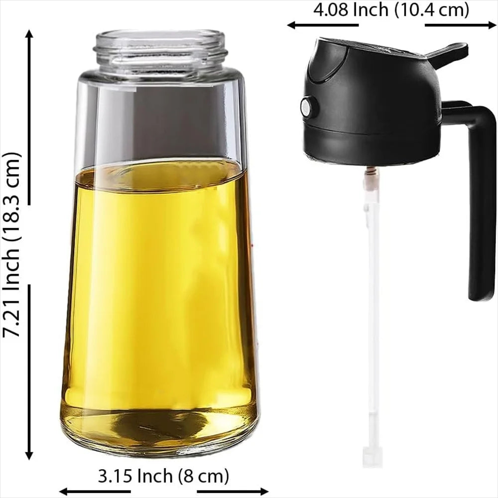 Oil Sprayer for Cooking, Kitchen 2 in 1 Spray and Pour Olive Oil Dispenser with Stickers,470ML Glass Oil Spray Bottle